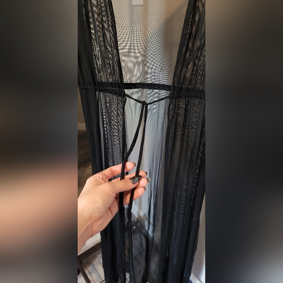 Windsor Sheer Mesh Tie Front Long Robe Swimsuit Coverup - Picture 5 of 9